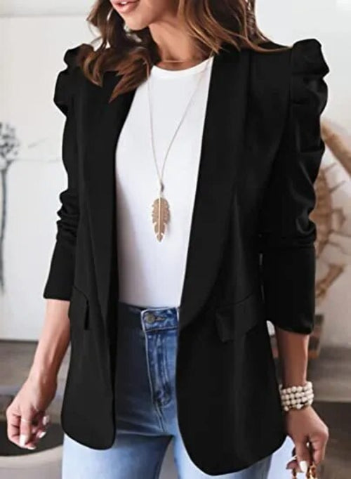 Blazer For Women Elegant Women's Puff Sleeve Jackets For Women Pocket
