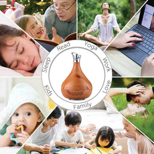 Essential Oil Aroma Diffuser Tulip Light Wood Colour Ultrasonic Mist