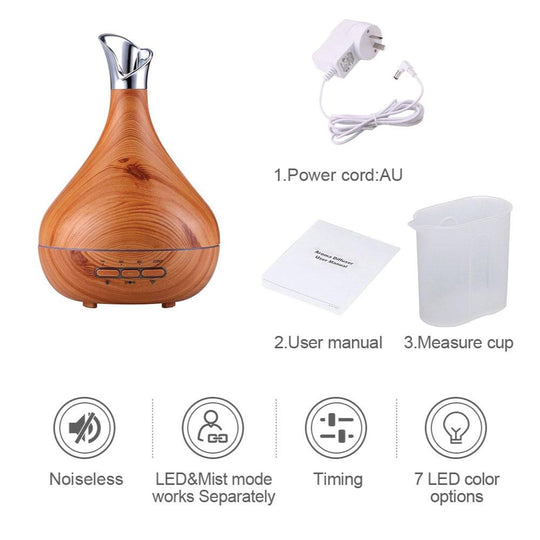 Essential Oil Aroma Diffuser Tulip Light Wood Colour Ultrasonic Mist
