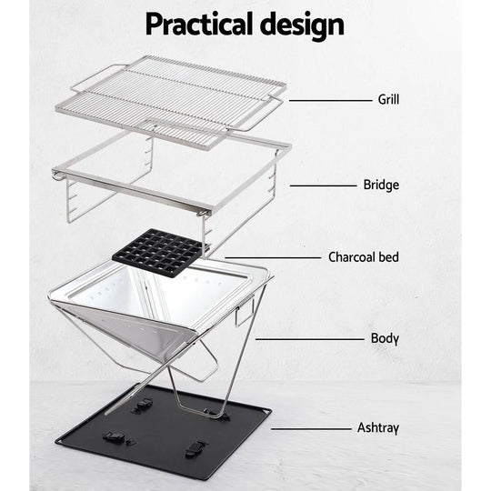 Grillz Fire Pit BBQ Grill with Carry Bag Camping