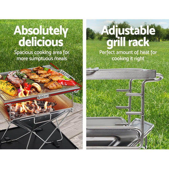 Grillz Fire Pit BBQ Grill with Carry Bag Camping