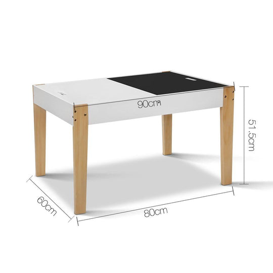 Keezi 3PCS Kids Table and Chairs Set Storage Toys Play Activity Desk