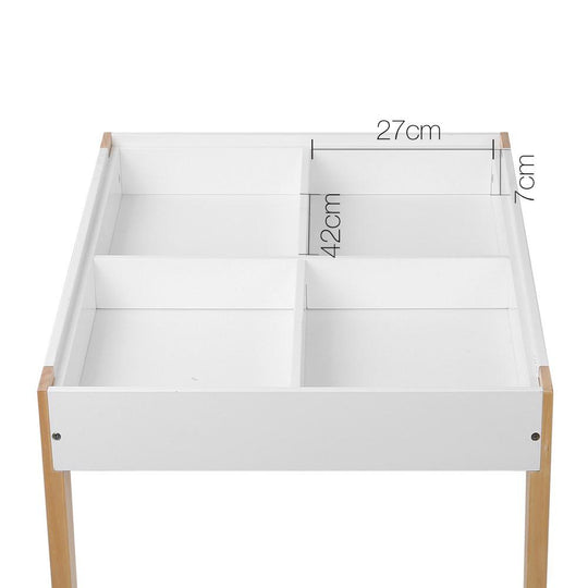 Keezi 3PCS Kids Table and Chairs Set Storage Toys Play Activity Desk