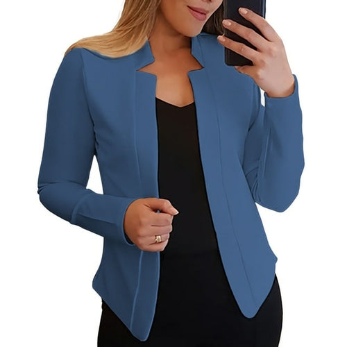 Fall Fashion Women Solid Color Long Sleeve Stand Collar Slims Fit