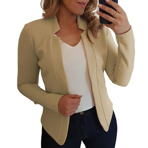 Fall Fashion Women Solid Color Long Sleeve Stand Collar Slims Fit