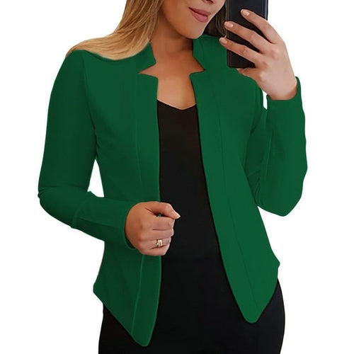 Fall Fashion Women Solid Color Long Sleeve Stand Collar Slims Fit