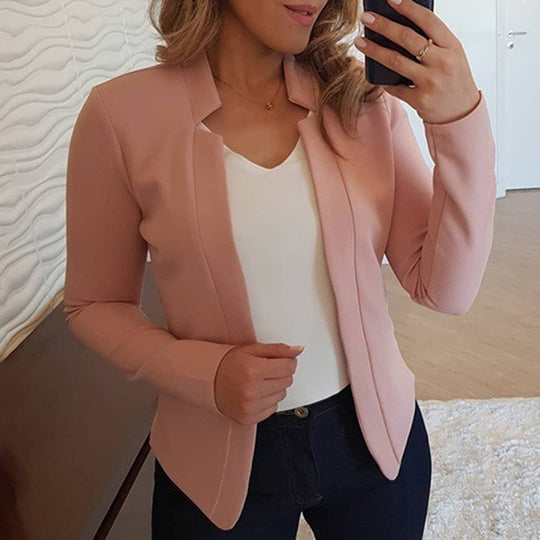 Fall Fashion Women Solid Color Long Sleeve Stand Collar Slims Fit