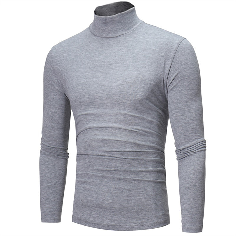 Fashion Men's Casual Slim Fit Basic Turtleneck Knitted Sweater High