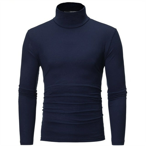 Fashion Men's Casual Slim Fit Basic Turtleneck Knitted Sweater High