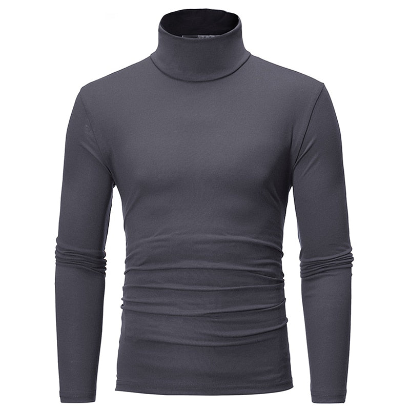 Fashion Men's Casual Slim Fit Basic Turtleneck Knitted Sweater High