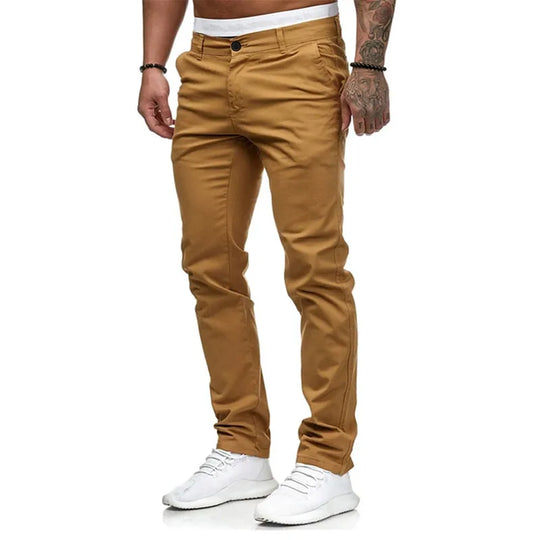 Men's Pants Casual Active Cotton Daily Wear Jogger Chinos Pants Solid