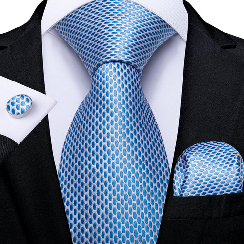 DeBanker Men Necktie Teal Blue Paisley Designer Silk Wedding Tie For