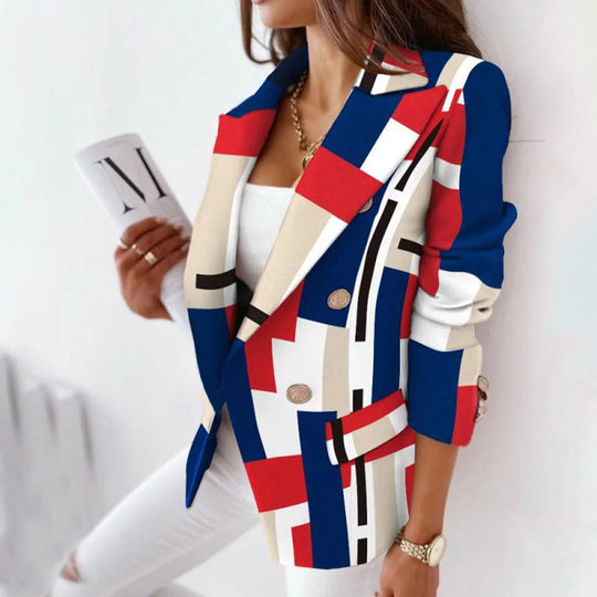 Plaid Blazer Jacket Women Spring Autumn Long Sleeve Casual Slim