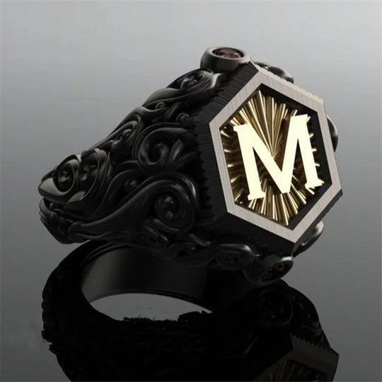 Popular Gold Color Letter K Men Ring Trophy Pattern Dazzling CZ Husband Wedding Party Ring Birthday Gift Fashion Jewelry