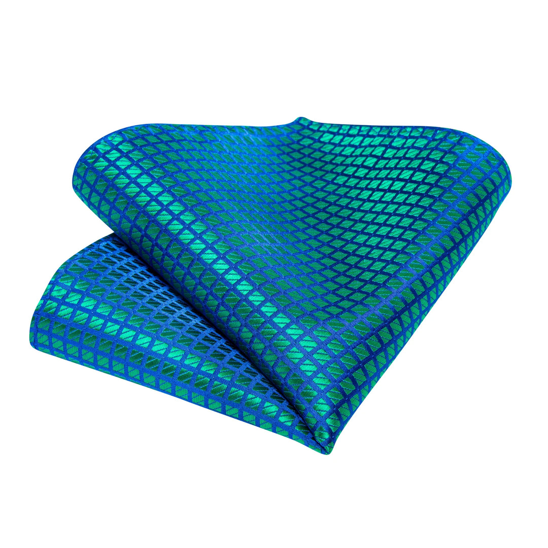 DeBanker Men Necktie Teal Blue Paisley Designer Silk Wedding Tie For