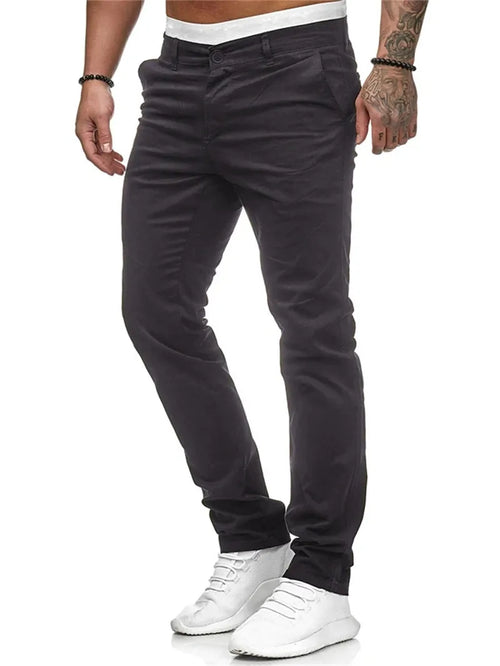 Men's Pants Casual Active Cotton Daily Wear Jogger Chinos Pants Solid