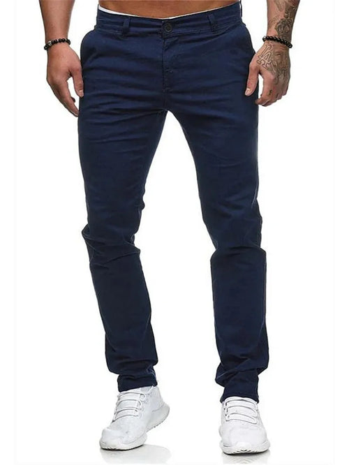 Men's Pants Casual Active Cotton Daily Wear Jogger Chinos Pants Solid