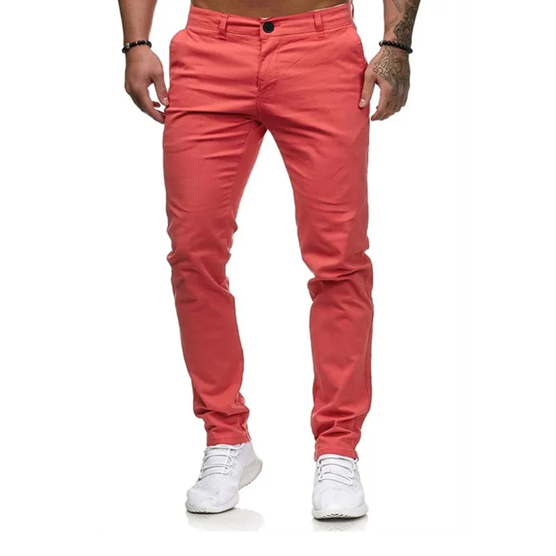 Men's Pants Casual Active Cotton Daily Wear Jogger Chinos Pants Solid