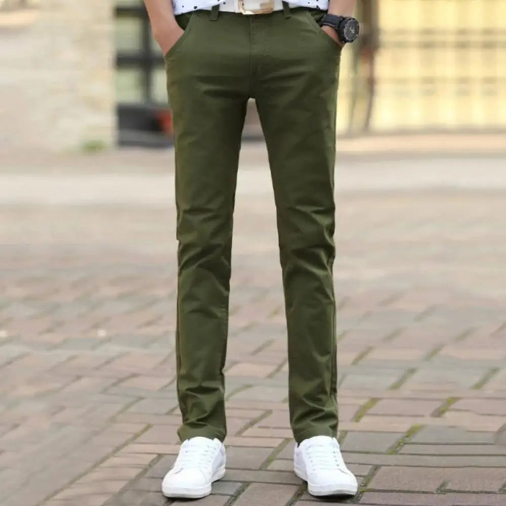 Fashion Men Business Straight Trousers Casual Men's Classic Solid