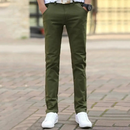 Fashion Men Business Straight Trousers Casual Men's Classic Solid
