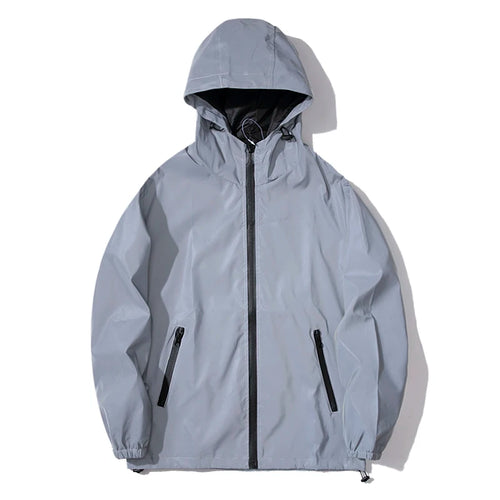 New Night Reflective Jackets Double Fabric Windbreaker Hooded Jacket