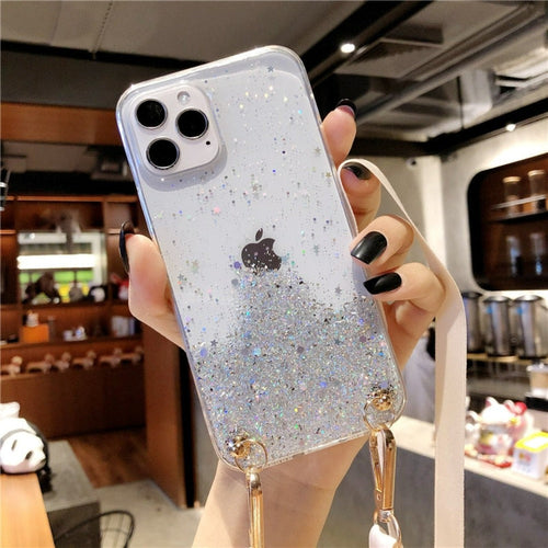 Sparkly Protective Case for iPhone with Strap