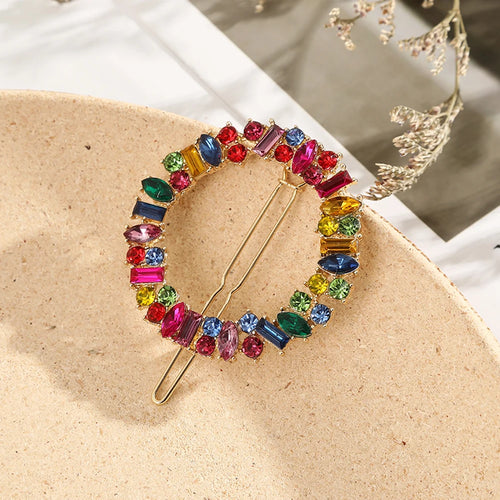Women Girl Hair Clips Barrette Gold Silver Metal Circle Geometry Hair