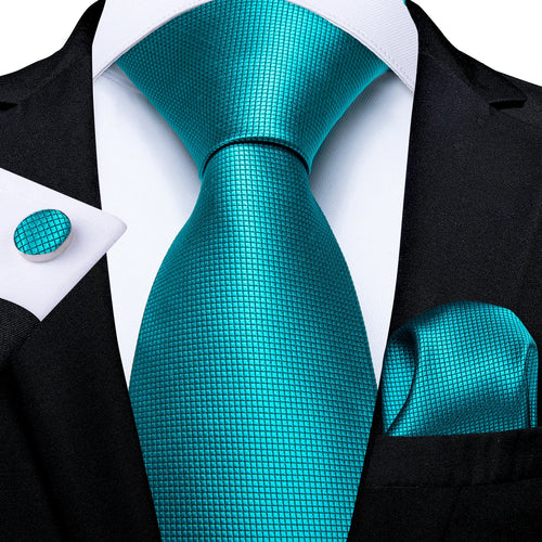 DeBanker Men Necktie Teal Blue Paisley Designer Silk Wedding Tie For