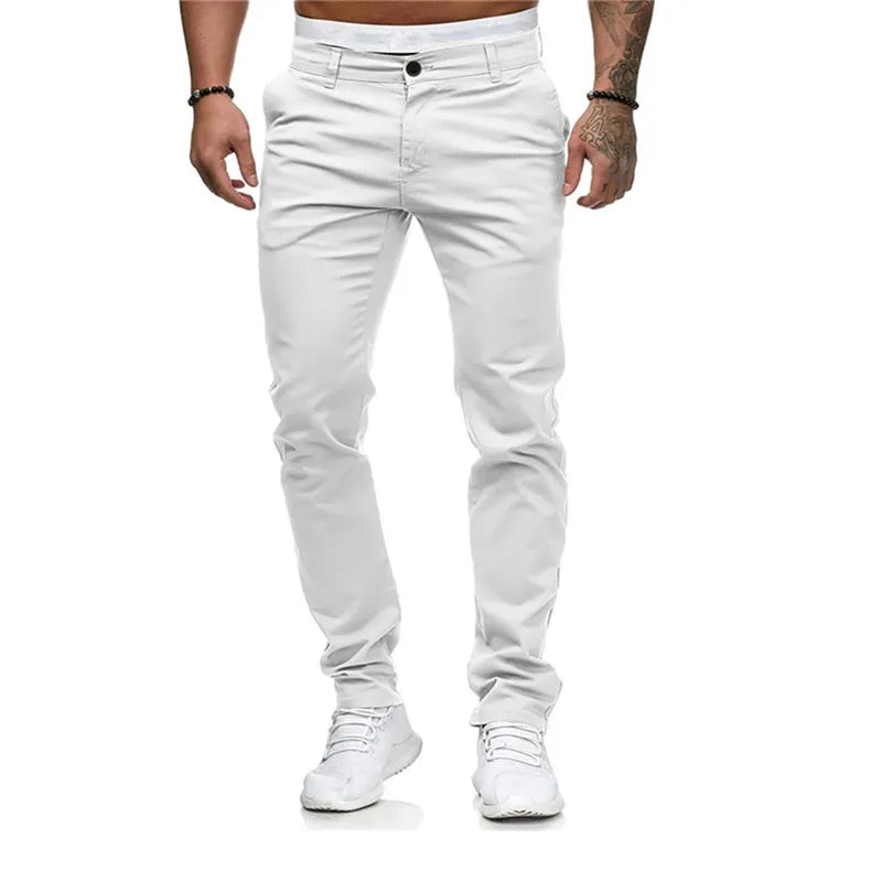 Men's Pants Casual Active Cotton Daily Wear Jogger Chinos Pants Solid