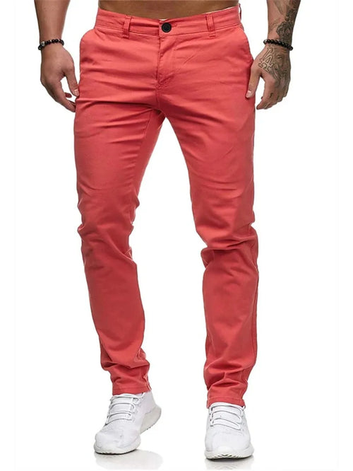 Men's Pants Casual Active Cotton Daily Wear Jogger Chinos Pants Solid