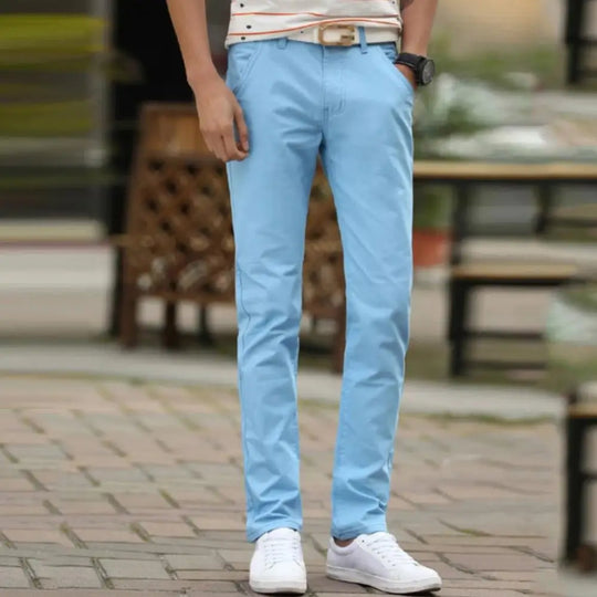Fashion Men Business Straight Trousers Casual Men's Classic Solid