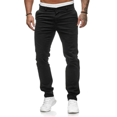 Men's Pants Casual Active Cotton Daily Wear Jogger Chinos Pants Solid