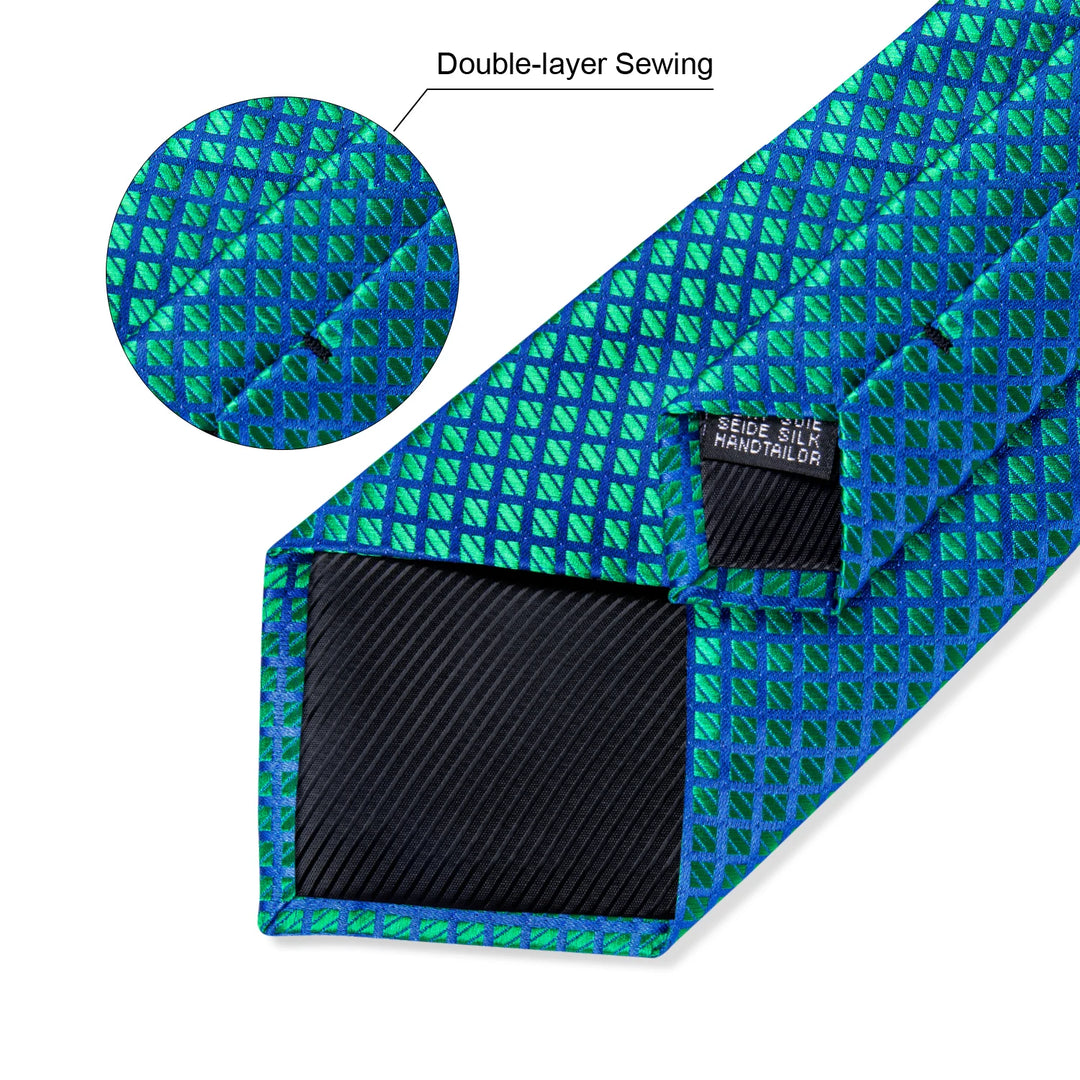 DeBanker Men Necktie Teal Blue Paisley Designer Silk Wedding Tie For
