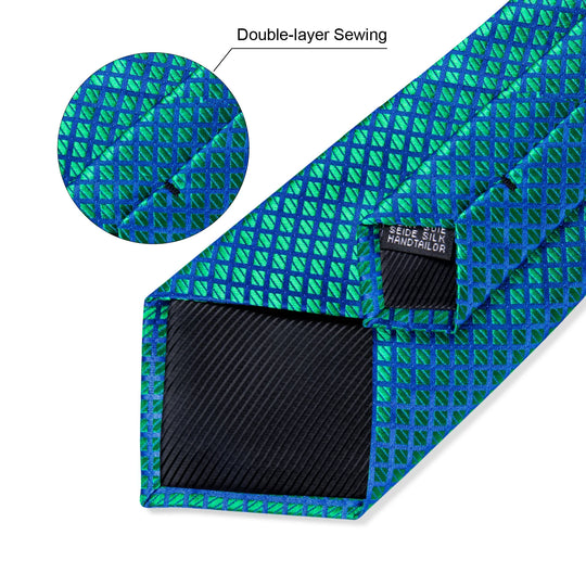 DeBanker Men Necktie Teal Blue Paisley Designer Silk Wedding Tie For