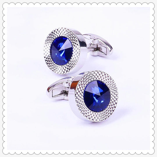 Brand Blue Crystal Cone Cufflinks Men Lawyer Classic Prismatic Cuff
