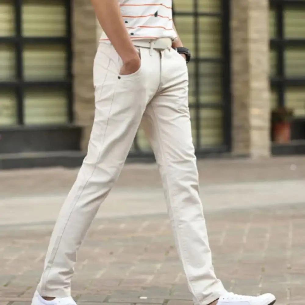 Fashion Men Business Straight Trousers Casual Men's Classic Solid