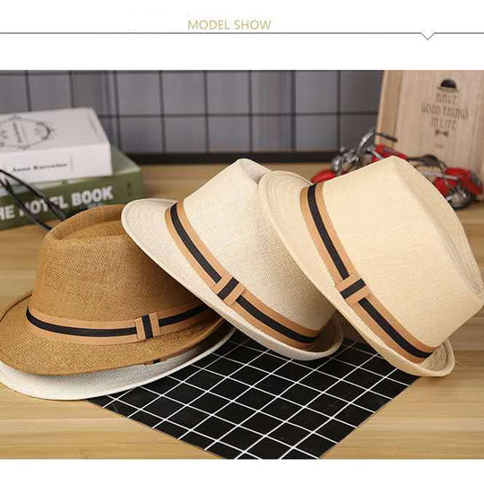 Men's Korean fashion summer hat outdoor leisure sun hat Beach Hat straw breathable hat
