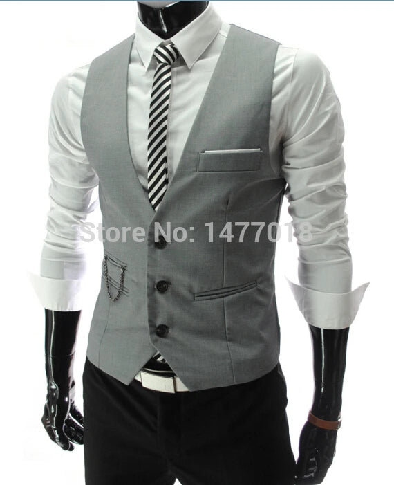 M-7XL 2024 New Dress Vests For Men Slim Fit Mens Suit Vest Male