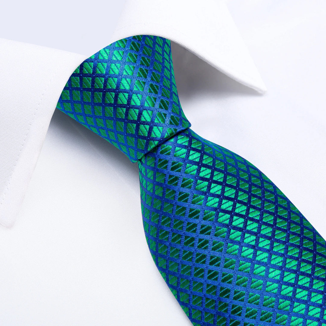 DeBanker Men Necktie Teal Blue Paisley Designer Silk Wedding Tie For