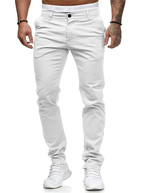 Men's Pants Casual Active Cotton Daily Wear Jogger Chinos Pants Solid