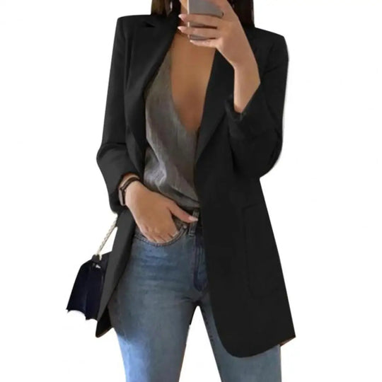 Summer Women Blazer Jacket Lapel All-match Open Front Stylish Office