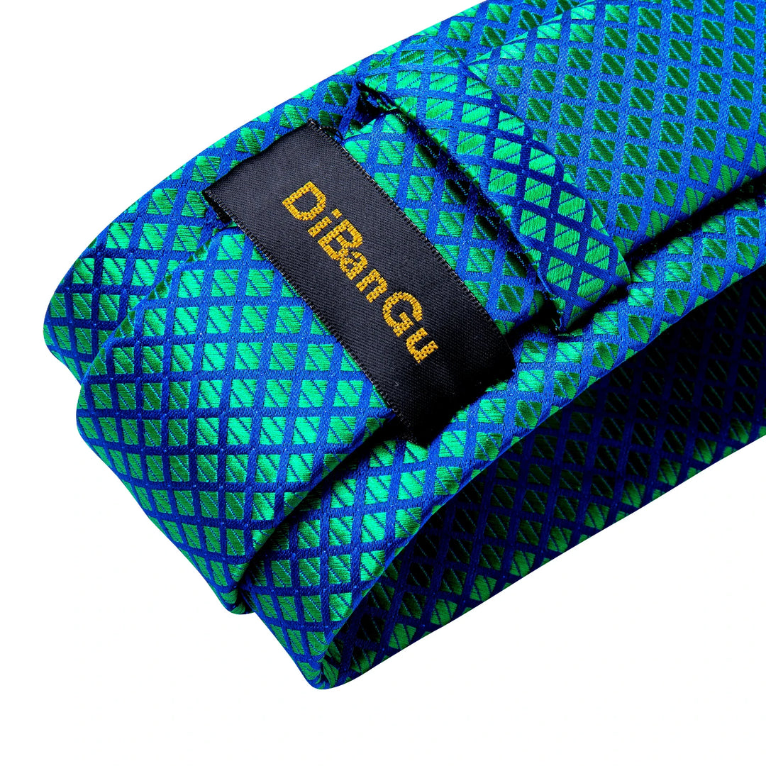 DeBanker Men Necktie Teal Blue Paisley Designer Silk Wedding Tie For