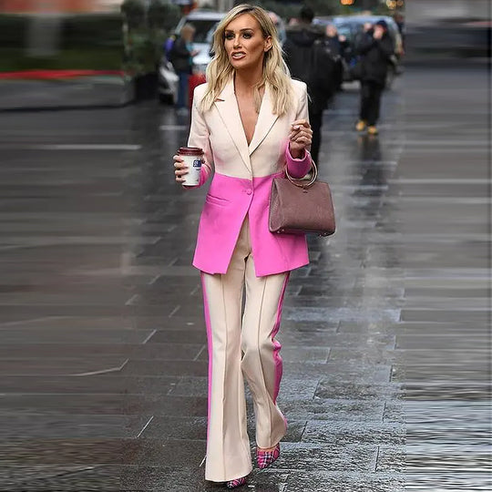 High Street Newest 2022 Designer Runway Suit Set Women's Single Button