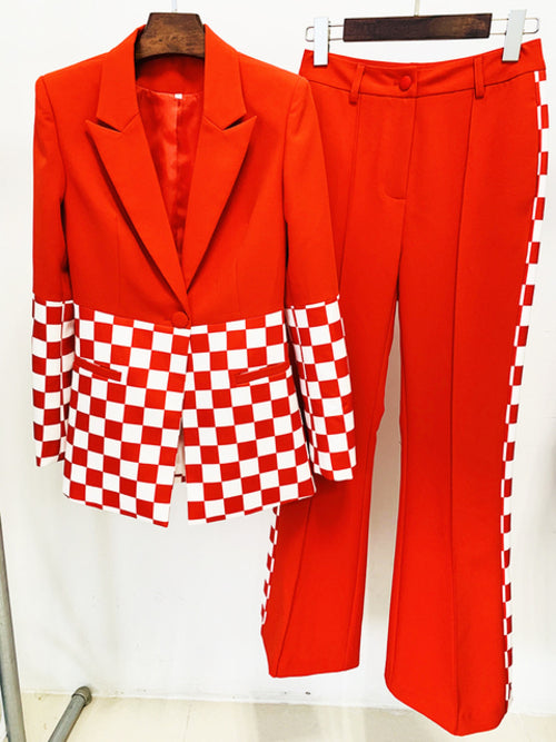 High Street Newest 2022 Designer Runway Suit Set Women's Single Button