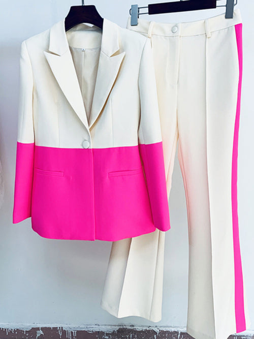 High Street Newest 2022 Designer Runway Suit Set Women's Single Button