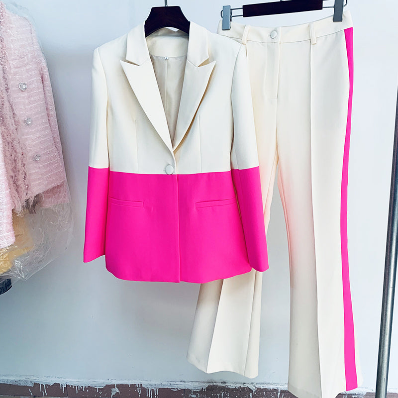 High Street Newest 2022 Designer Runway Suit Set Women's Single Button