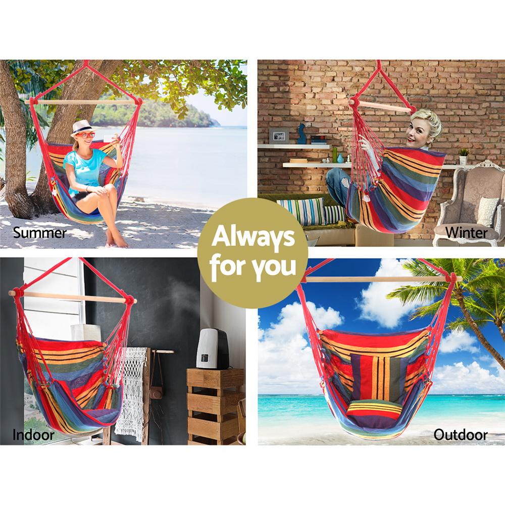 Gardeon Hammock Chair Outdoor Camping Hanging Hammocks Cushion Pillow