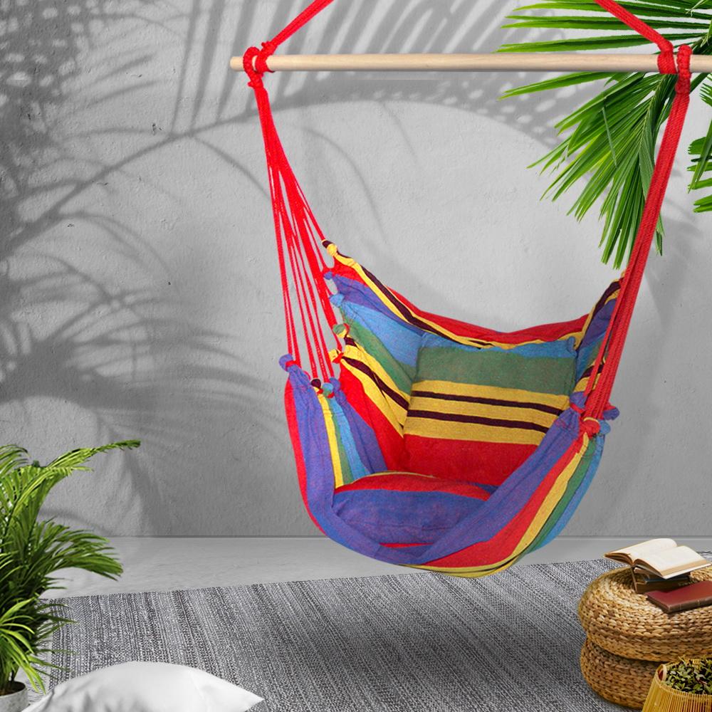 Gardeon Hammock Chair Outdoor Camping Hanging Hammocks Cushion Pillow