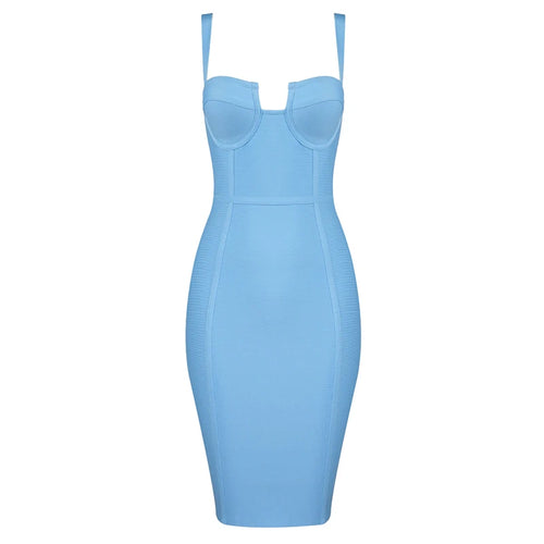 4 Colors Summer Dress Women Sexy Blue Hot Pink Bandage Dress Celebrity