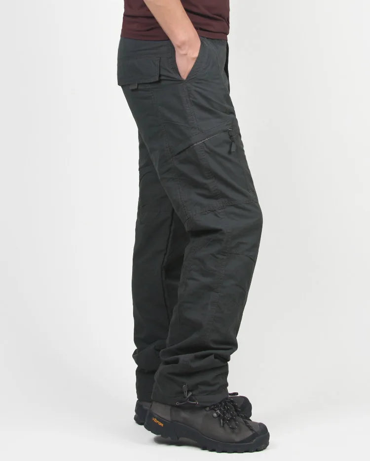 Winter Double Layer Men's Cargo Pants Warm Thick Baggy Pants Cotton
